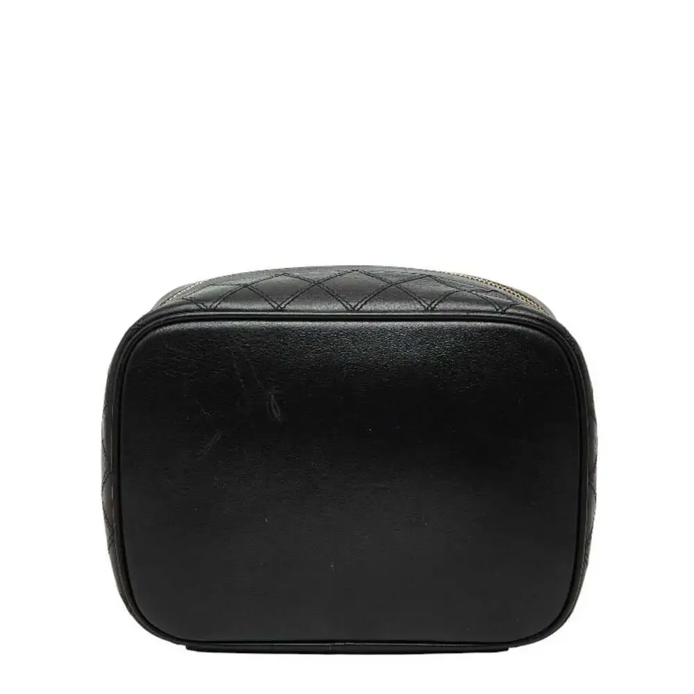 CHANEL Black Lambskin Leather Vanity Bag